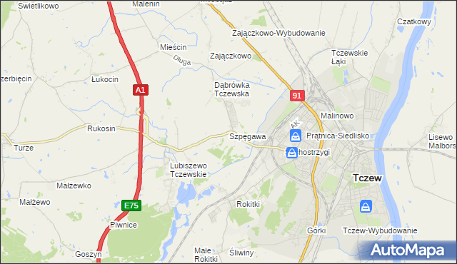 mapa Szpęgawa, Szpęgawa na mapie Targeo