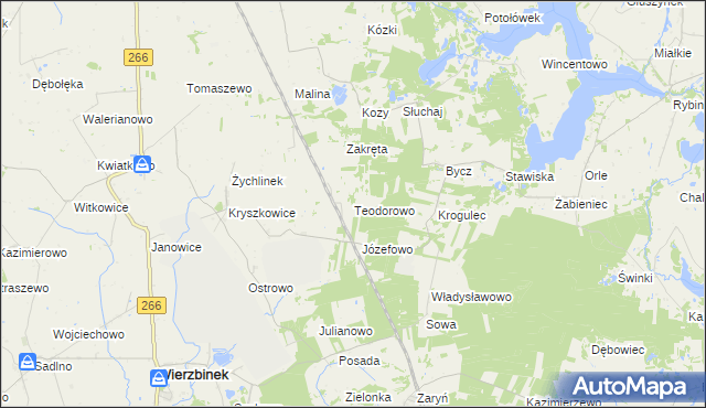 mapa Teodorowo gmina Piotrków Kujawski, Teodorowo gmina Piotrków Kujawski na mapie Targeo