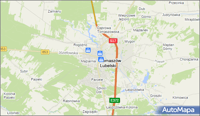 mapa Tomaszów Lubelski, Tomaszów Lubelski na mapie Targeo