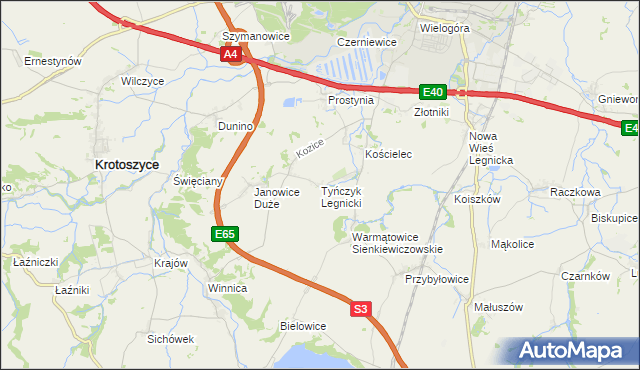 mapa Tyńczyk Legnicki, Tyńczyk Legnicki na mapie Targeo