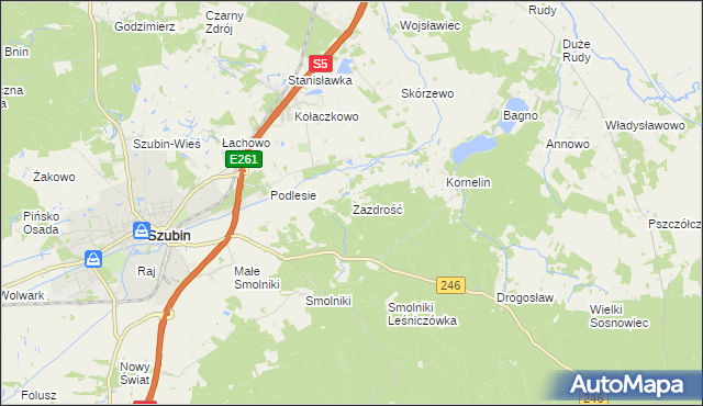 mapa Zazdrość gmina Szubin, Zazdrość gmina Szubin na mapie Targeo