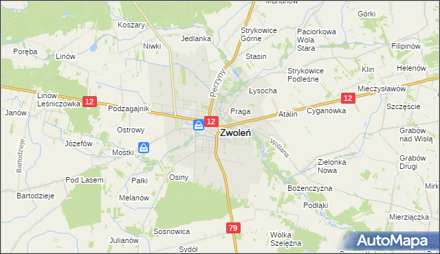 mapa Zwoleń, Zwoleń na mapie Targeo
