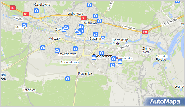 mapa Bydgoszczy, Bydgoszcz na mapie Targeo