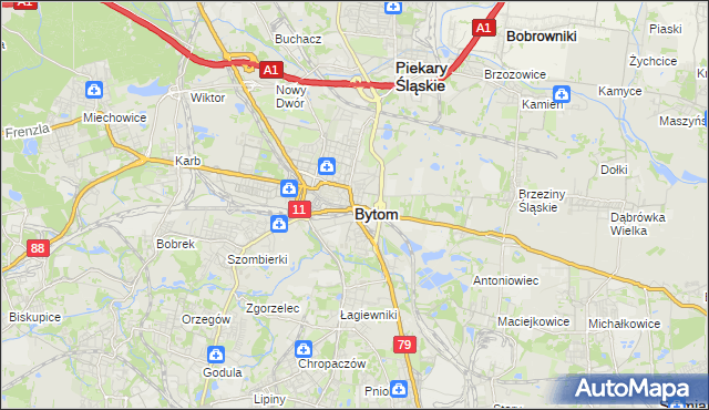mapa Bytomia, Bytom na mapie Targeo