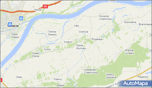 mapa Dolne Wymiary, Dolne Wymiary na mapie Targeo