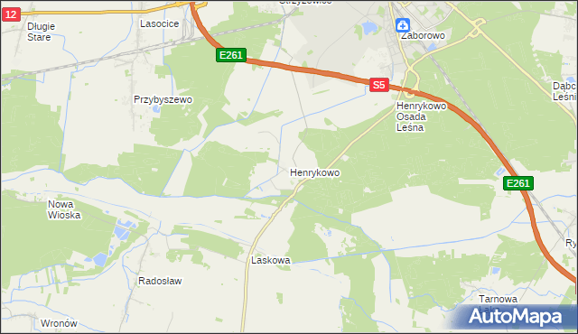 mapa Henrykowo gmina Święciechowa, Henrykowo gmina Święciechowa na mapie Targeo