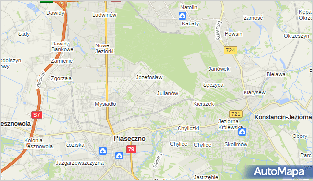 mapa Julianów gmina Piaseczno, Julianów gmina Piaseczno na mapie Targeo
