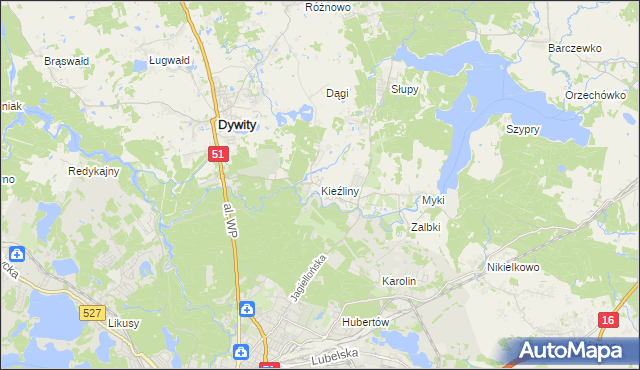 mapa Kieźliny, Kieźliny na mapie Targeo