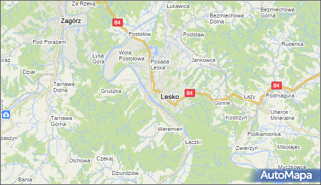 mapa Lesko, Lesko na mapie Targeo