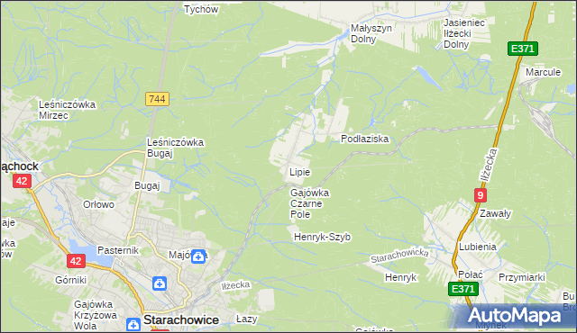 mapa Lipie gmina Brody, Lipie gmina Brody na mapie Targeo