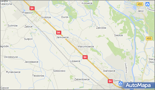 mapa Marcinkowice gmina Oława, Marcinkowice gmina Oława na mapie Targeo