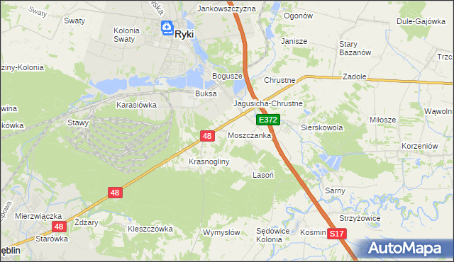 mapa Moszczanka gmina Ryki, Moszczanka gmina Ryki na mapie Targeo
