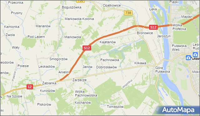 mapa Pachnowola, Pachnowola na mapie Targeo