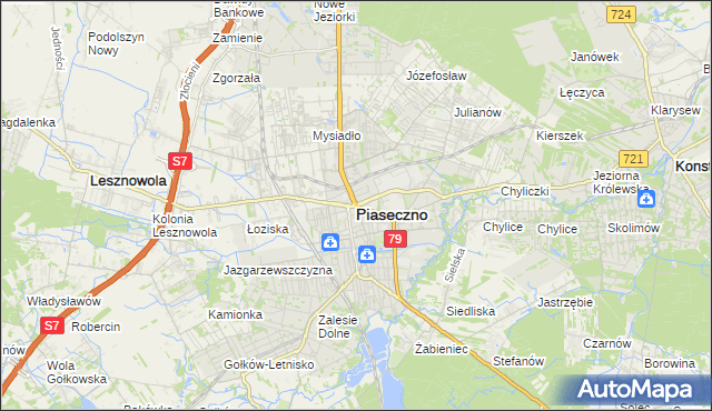 mapa Piaseczno, Piaseczno na mapie Targeo