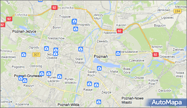 mapa Poznania, Poznań na mapie Targeo