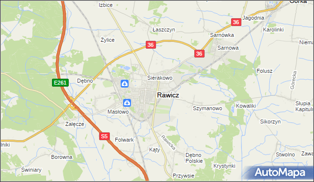 mapa Rawicz, Rawicz na mapie Targeo