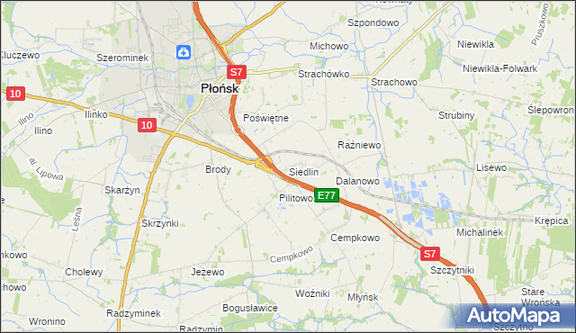 mapa Siedlin, Siedlin na mapie Targeo