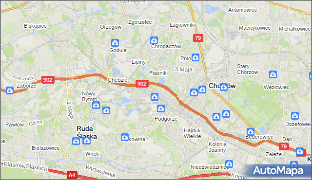 mapa Świętochłowice, Świętochłowice na mapie Targeo