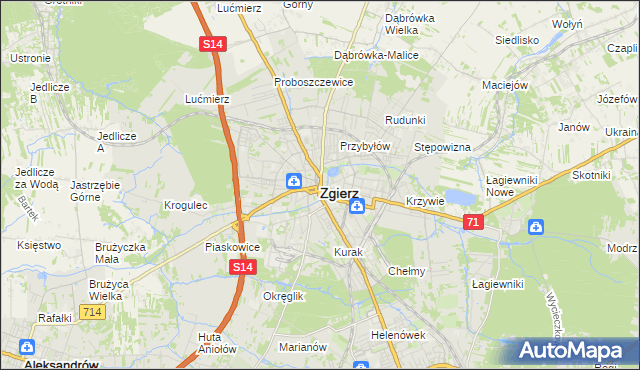 mapa Zgierz, Zgierz na mapie Targeo