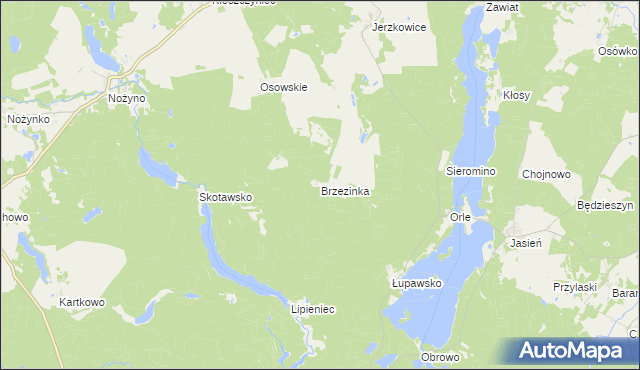 mapa Brzezinka gmina Czarna Dąbrówka, Brzezinka gmina Czarna Dąbrówka na mapie Targeo