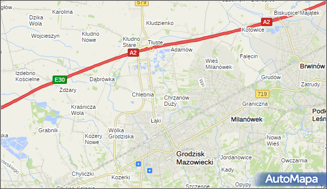 mapa Chrzanów Duży, Chrzanów Duży na mapie Targeo