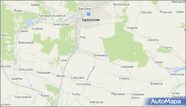 mapa Gniewięcin, Gniewięcin na mapie Targeo