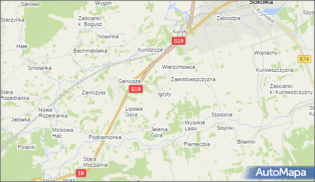 mapa Igryły, Igryły na mapie Targeo