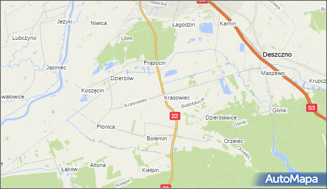 mapa Krasowiec, Krasowiec na mapie Targeo