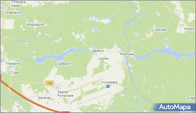 mapa Lisowo gmina Manowo, Lisowo gmina Manowo na mapie Targeo