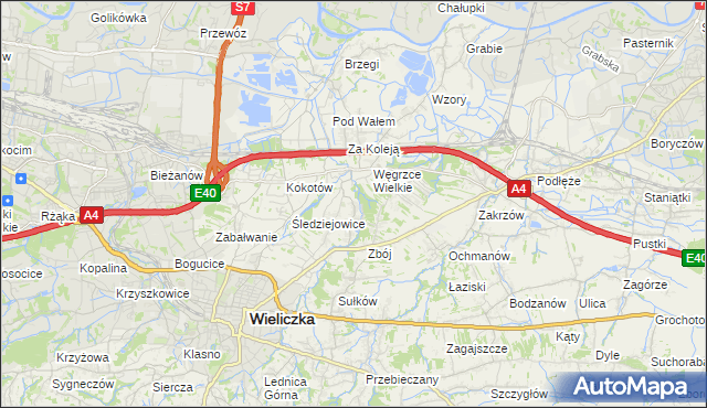 mapa Mała Wieś gmina Wieliczka, Mała Wieś gmina Wieliczka na mapie Targeo