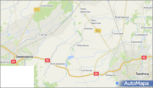 mapa Milikowice, Milikowice na mapie Targeo