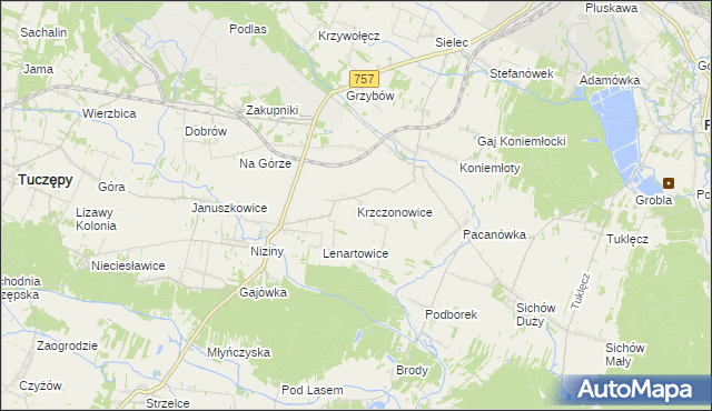 mapa Krzczonowice gmina Staszów, Krzczonowice gmina Staszów na mapie Targeo