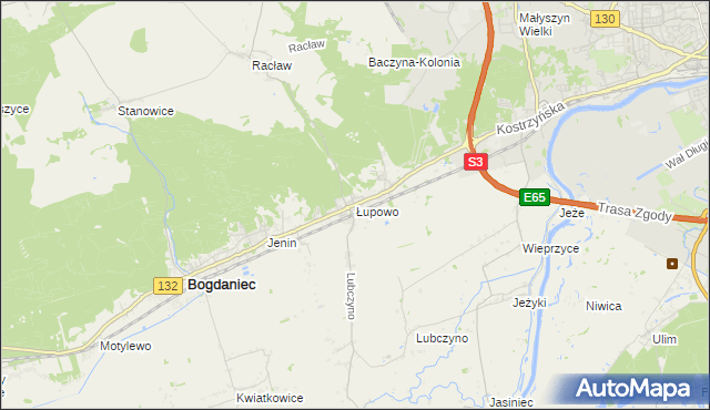 mapa Łupowo gmina Bogdaniec, Łupowo gmina Bogdaniec na mapie Targeo