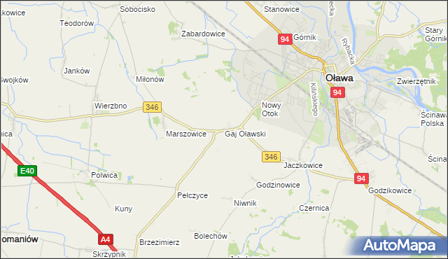 mapa Gaj Oławski, Gaj Oławski na mapie Targeo