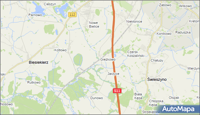 mapa Giezkowo, Giezkowo na mapie Targeo