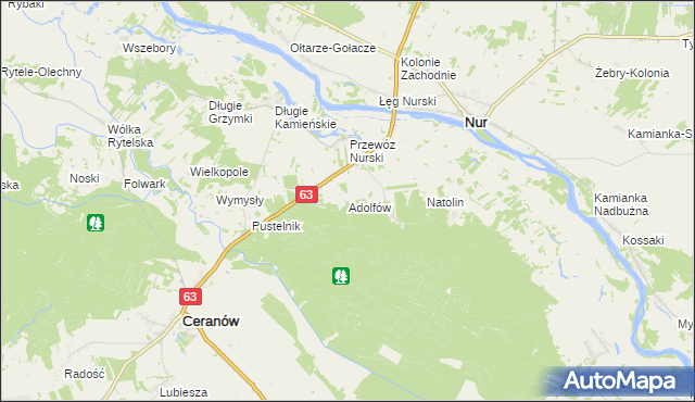 mapa Adolfów gmina Ceranów, Adolfów gmina Ceranów na mapie Targeo