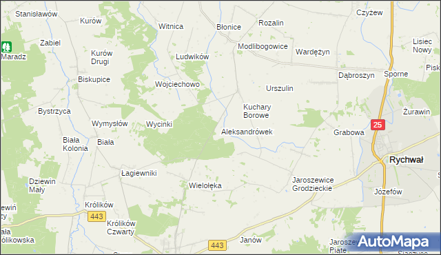 mapa Aleksandrówek gmina Grodziec, Aleksandrówek gmina Grodziec na mapie Targeo