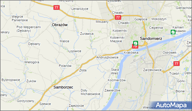 mapa Andruszkowice, Andruszkowice na mapie Targeo