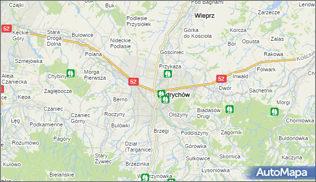 mapa Andrychów, Andrychów na mapie Targeo