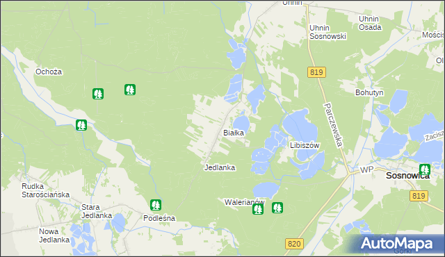 mapa Białka gmina Dębowa Kłoda, Białka gmina Dębowa Kłoda na mapie Targeo