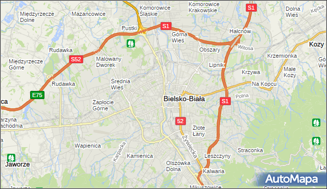 mapa Bielsko-Białej, Bielsko-Biała na mapie Targeo