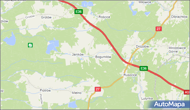 mapa Bogumiłów gmina Żary, Bogumiłów gmina Żary na mapie Targeo