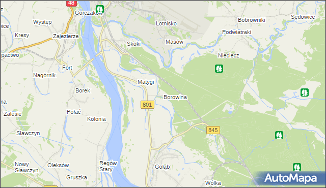 mapa Borowina gmina Puławy, Borowina gmina Puławy na mapie Targeo