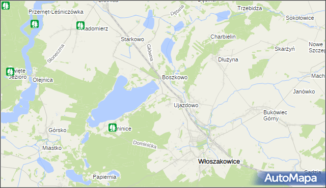 mapa Boszkowo-Letnisko, Boszkowo-Letnisko na mapie Targeo