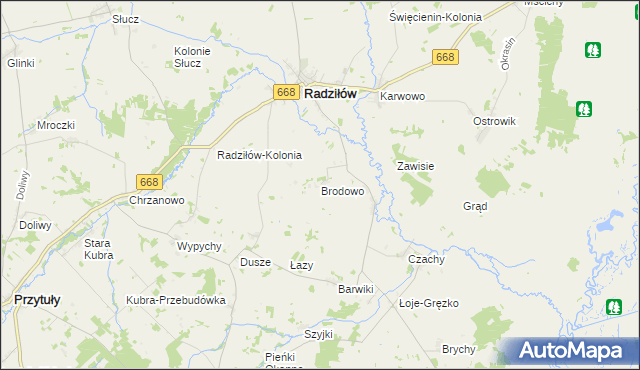mapa Brodowo gmina Radziłów, Brodowo gmina Radziłów na mapie Targeo