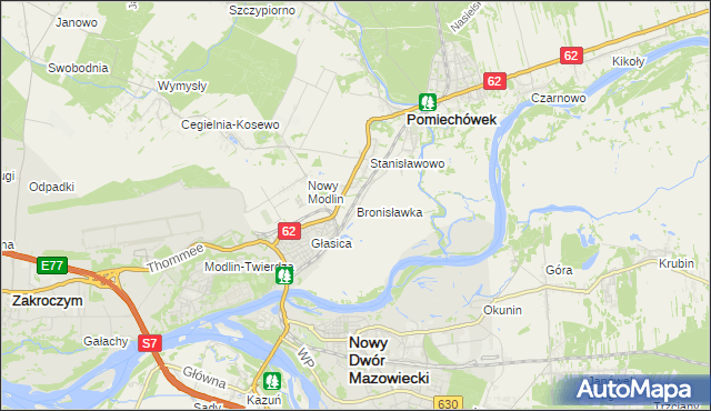 mapa Bronisławka gmina Pomiechówek, Bronisławka gmina Pomiechówek na mapie Targeo