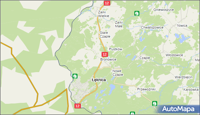 mapa Bronowice gmina Trzebiel, Bronowice gmina Trzebiel na mapie Targeo