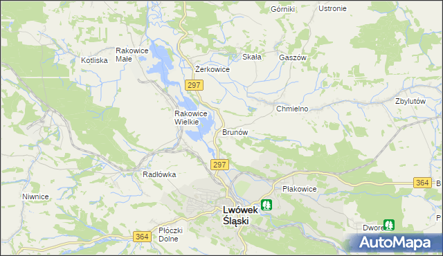 mapa Brunów gmina Lwówek Śląski, Brunów gmina Lwówek Śląski na mapie Targeo
