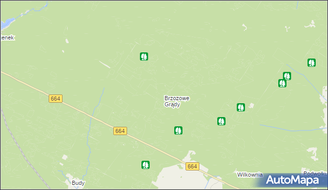 mapa Brzozowe Grądy, Brzozowe Grądy na mapie Targeo