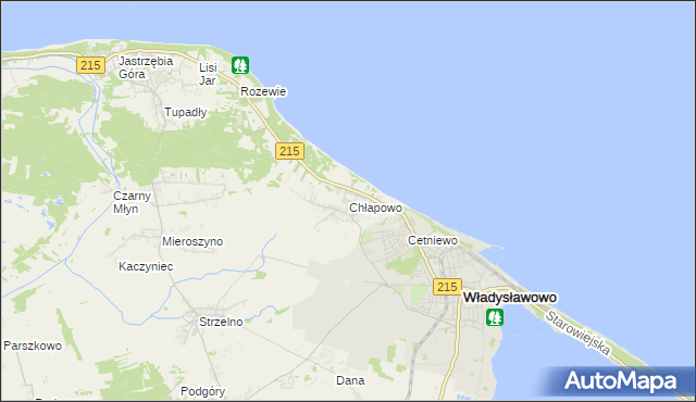mapa Chłapowo gmina Władysławowo, Chłapowo gmina Władysławowo na mapie Targeo